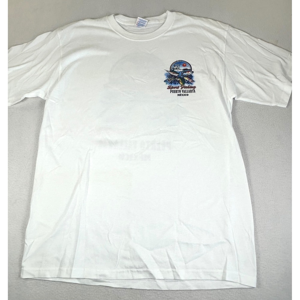 Yazbek Sport Fishing Puerto Vallarta T-Shirt Men Large White Graphic Souvenir